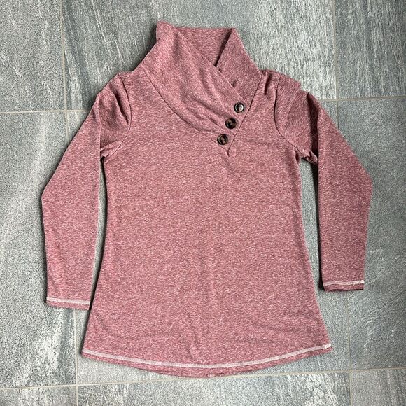 EUC Soft Surroundings Brinley Cowl Mock Neck Oversized Tunic Top Heather Pink XS - Picture 2 of 15